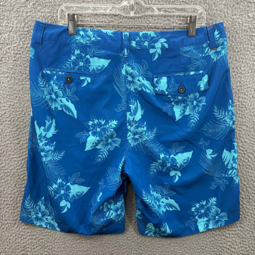Tommy Bahama Shorts Mens 34 Blue Floral Tropical Hibiscus Hybrid Swim Golf Beach - Picture 11 of 12